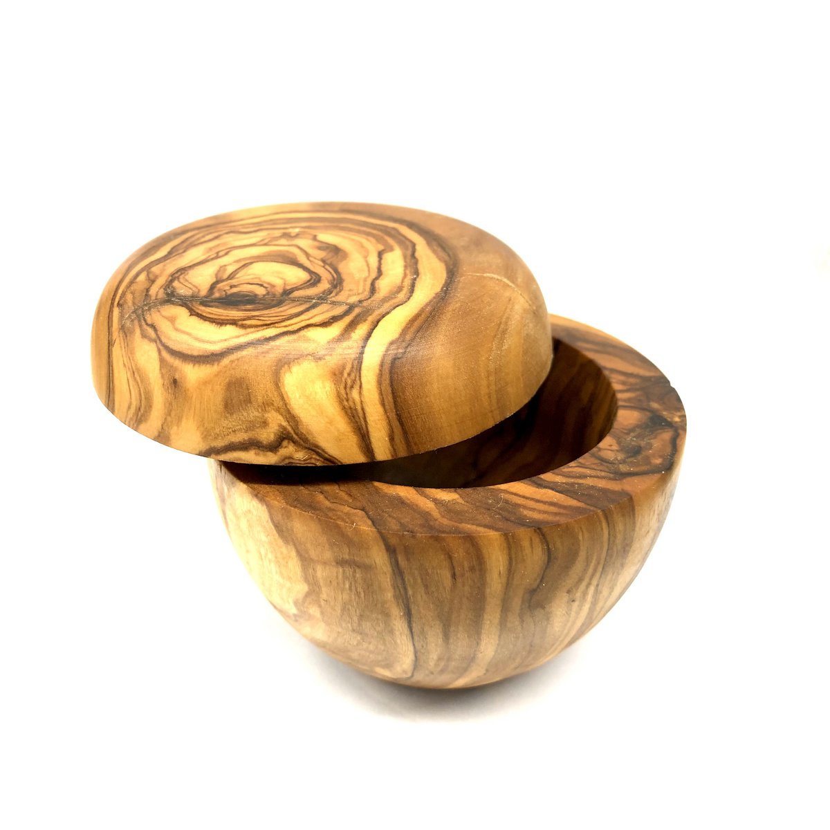 Boîte à sel avec couvercle et pelle à sel, bois d'olivier