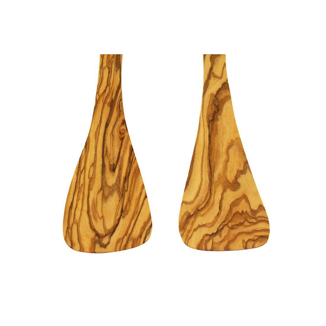 Set de 2 spatules de cuisine sans trous en bois d'olivier