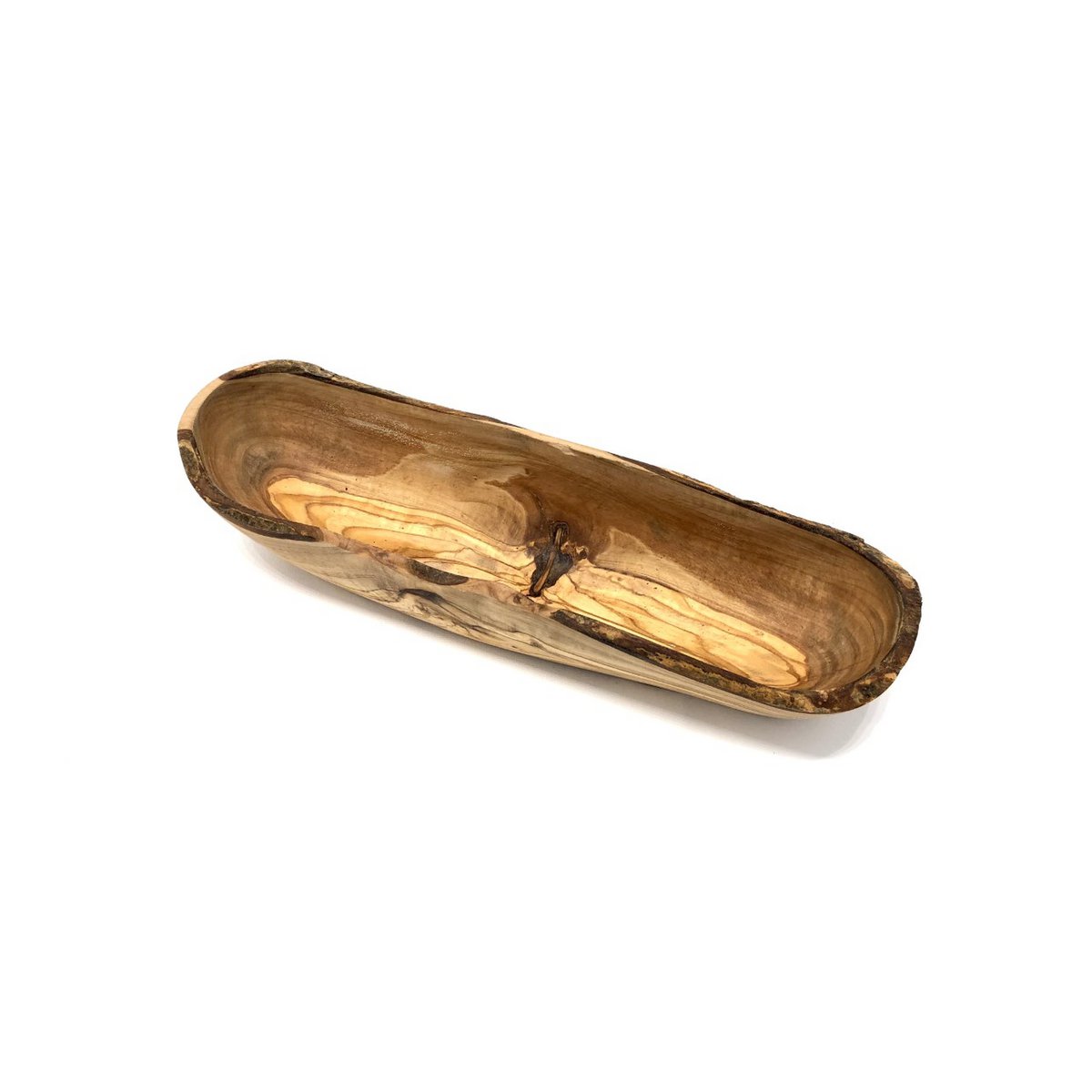 Bol à pain rustique en bois d'olivier d'environ 25 à 34 cm