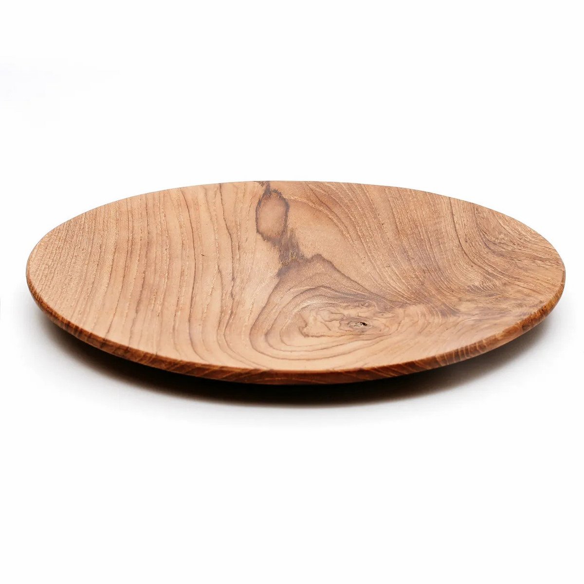 Assiette ronde en racine de teck - L
