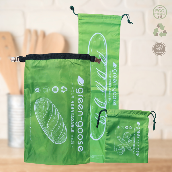 green-goose Ensemble de sacs à pain réutilisables en rPet