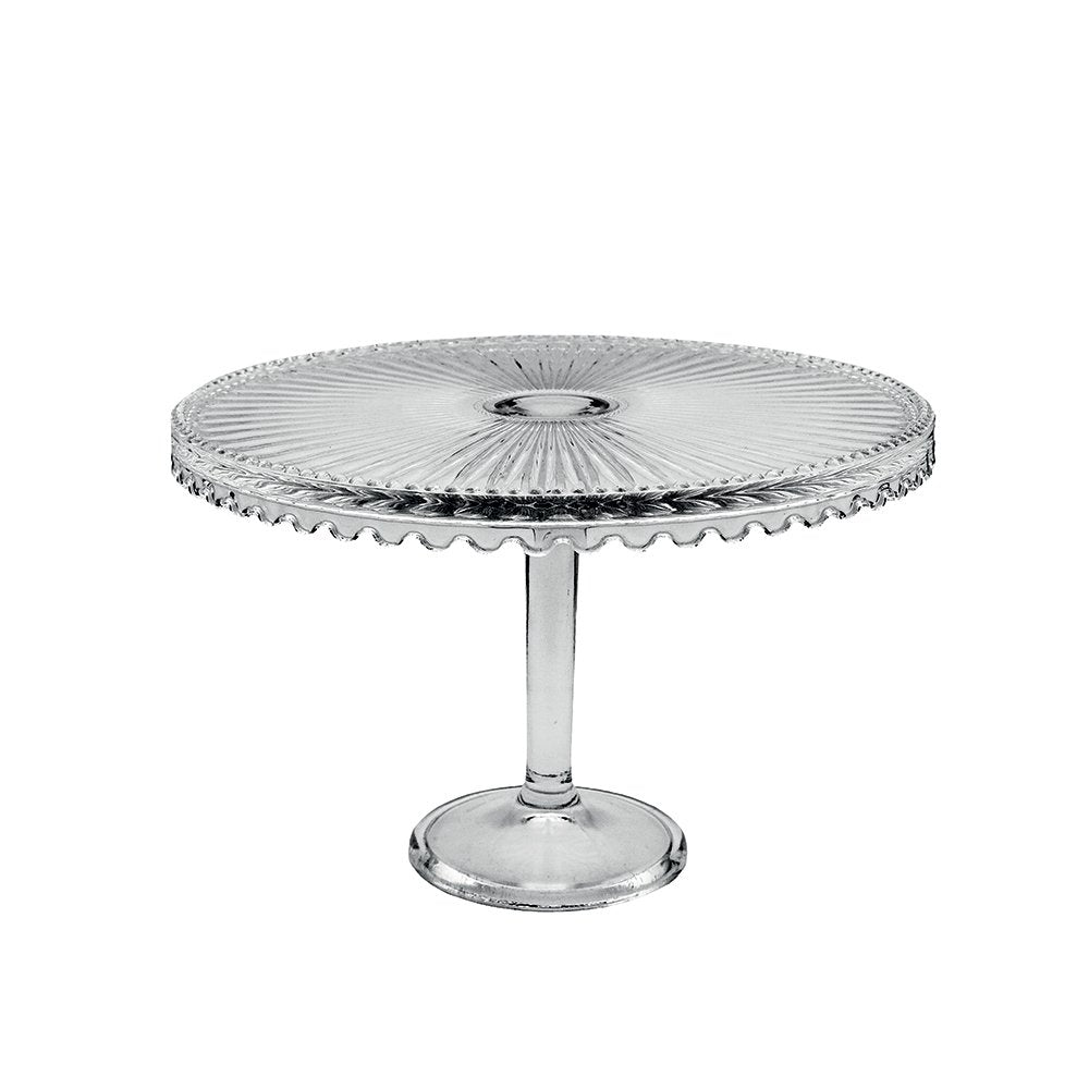Plat à tarte sur pied en verre grand modèle 32x32x21cm