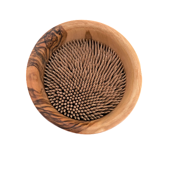 Bloc à couteaux DESIGN ROUND en bois d'olivier