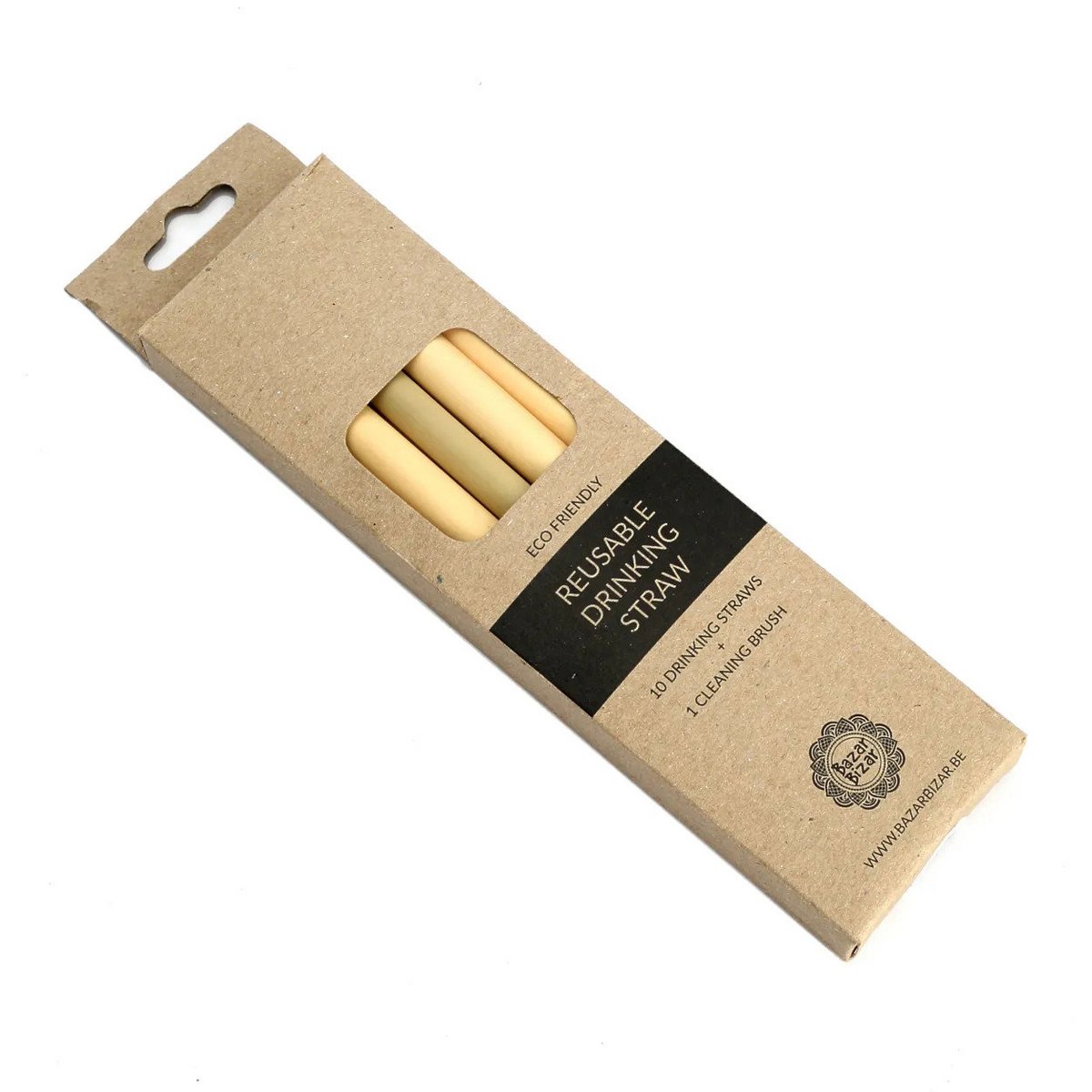 Les Pailles en Bambou - Lot de 10 Avec Brosse de Nettoyage