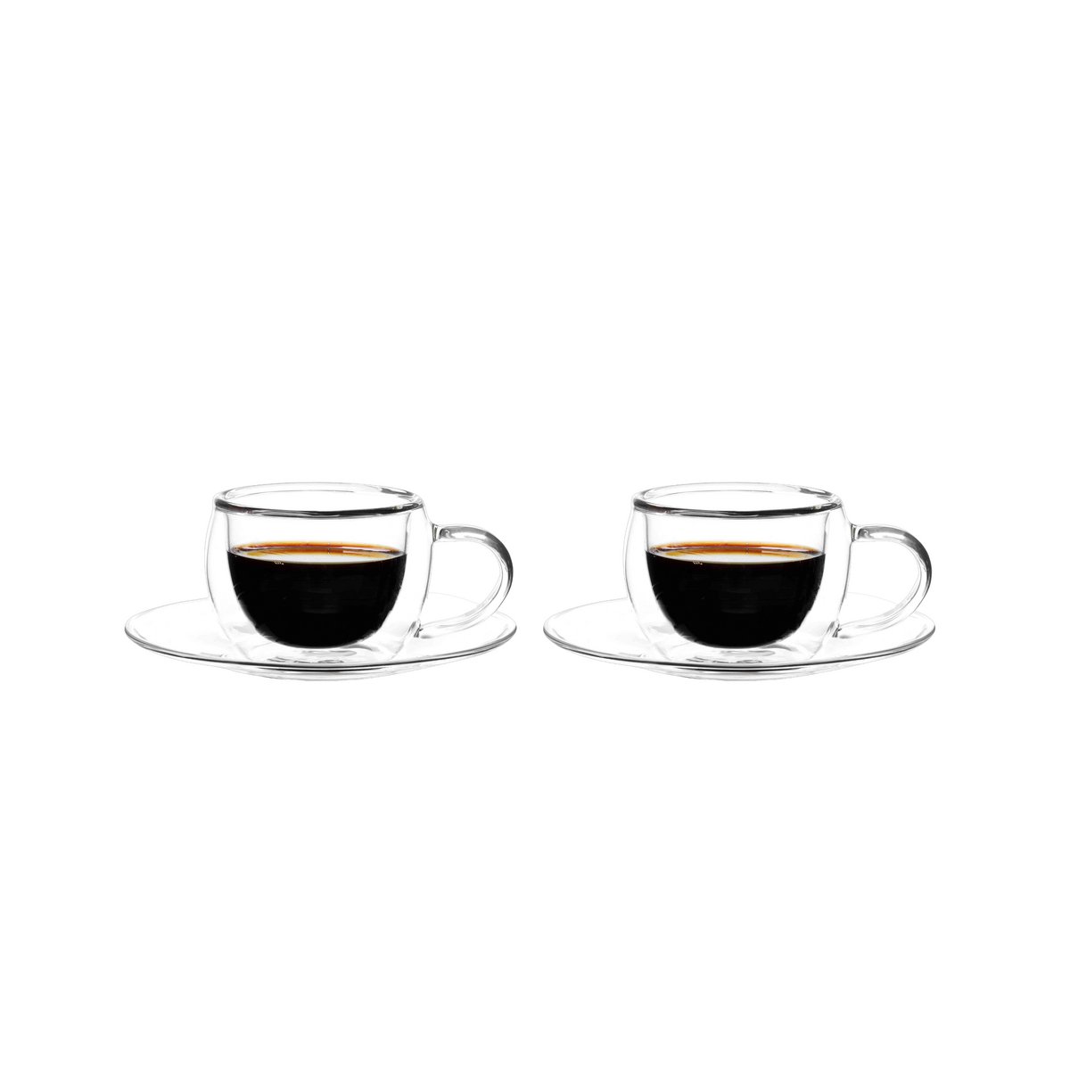 Tasses et sous-tasses double paroi 80ml - lot de 2