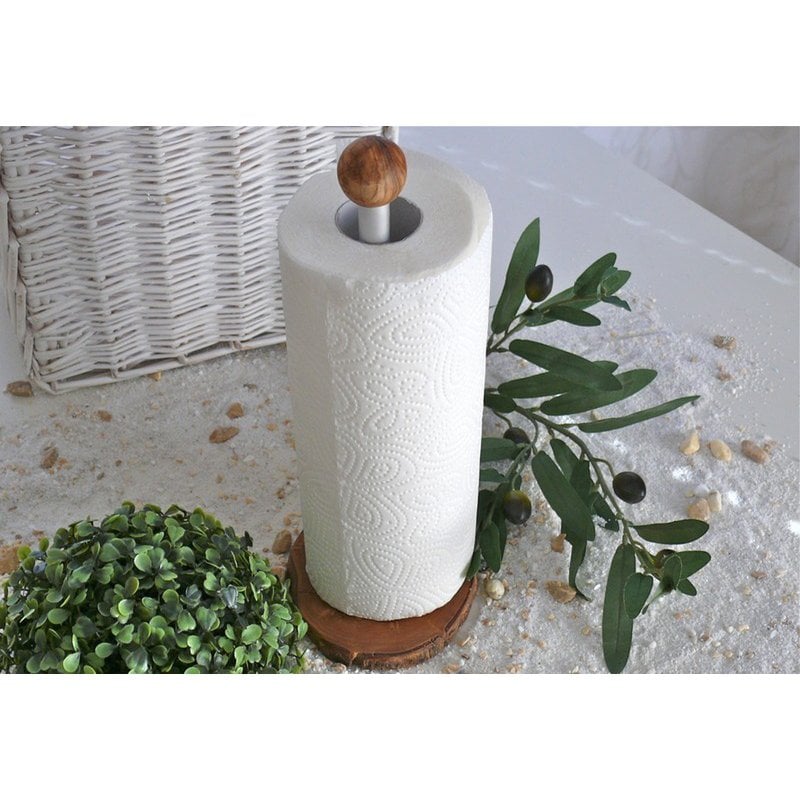 Porte-rouleau de cuisine classique en bois d'olivier