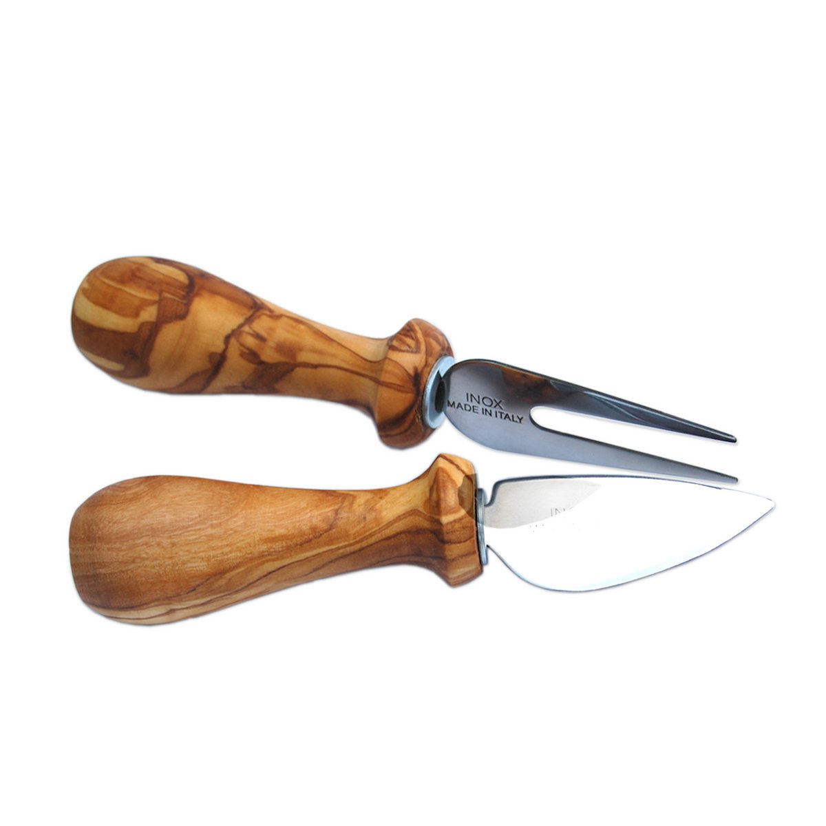 Set de 2 couverts à fromage avec manche en bois d'olivier