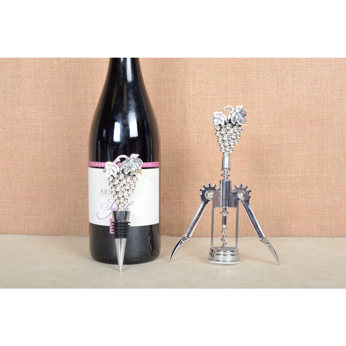 Tire bouchon et bouchon de bouteille raisin argent