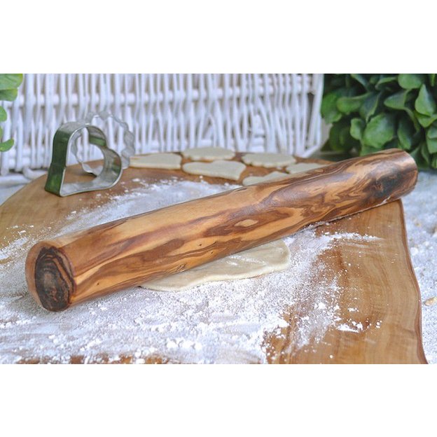 Rouleau à pâtisserie / rouleau à pâtisserie DESIGN 30 cm en bois d'olivier