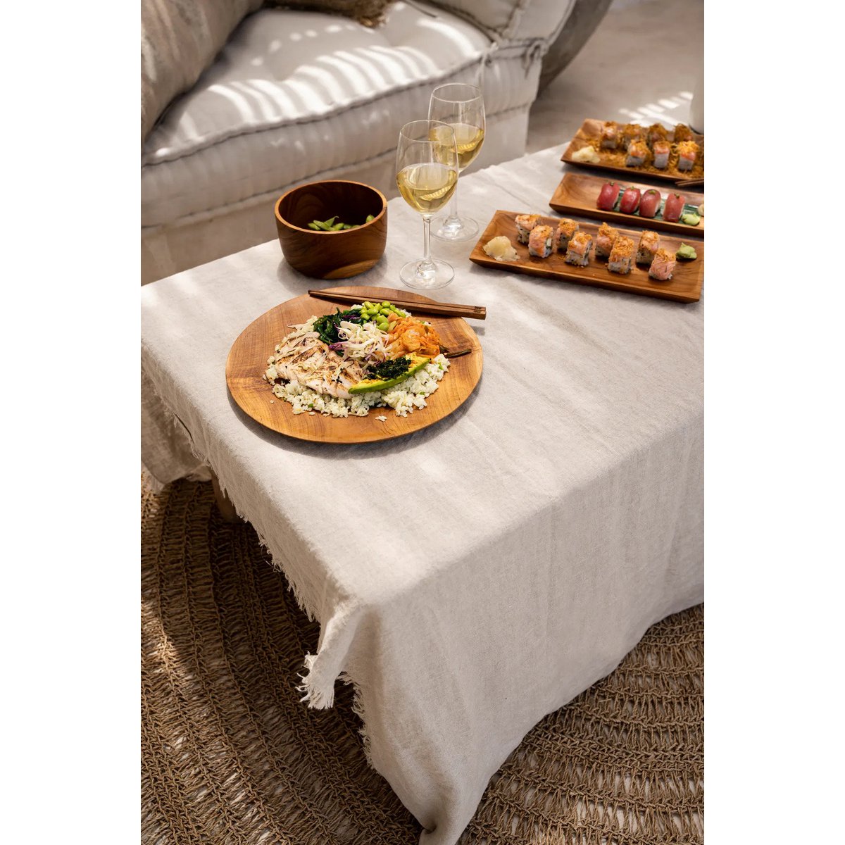 Assiette ronde en racine de teck - L