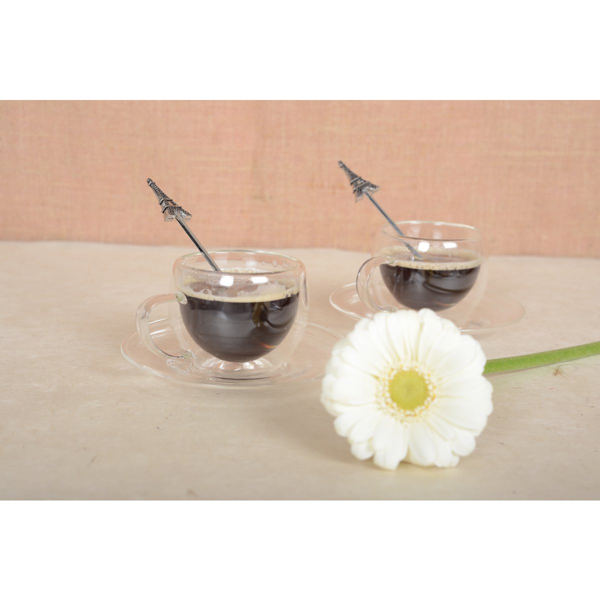 Tasses et sous-tasses double paroi 80ml - lot de 2