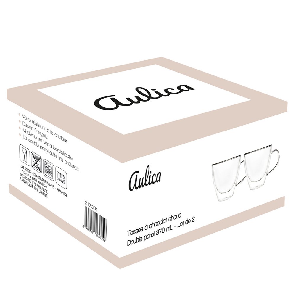 Tasses à chocolat chaud double paroi 370ml - lot de 2
