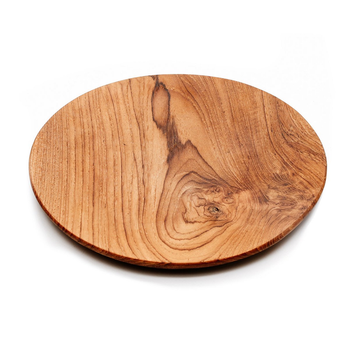Assiette ronde en racine de teck - L