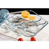 Plat 4 compartiments carré en verre