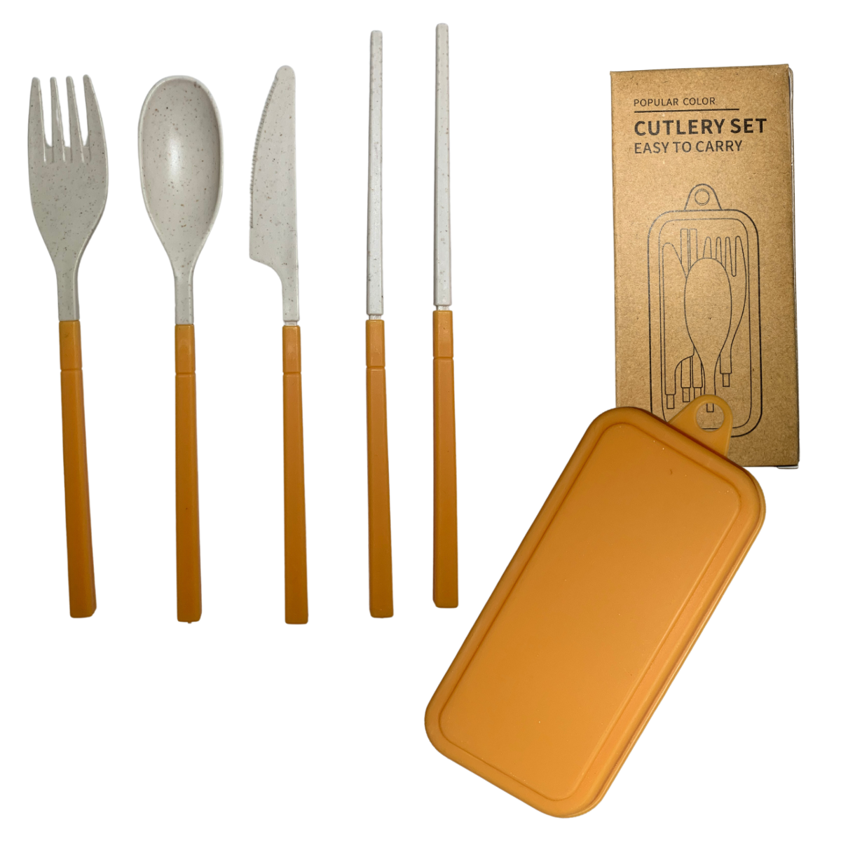 green-goose Ménagère Biosourcée Pliable - Orange - 4 Sets