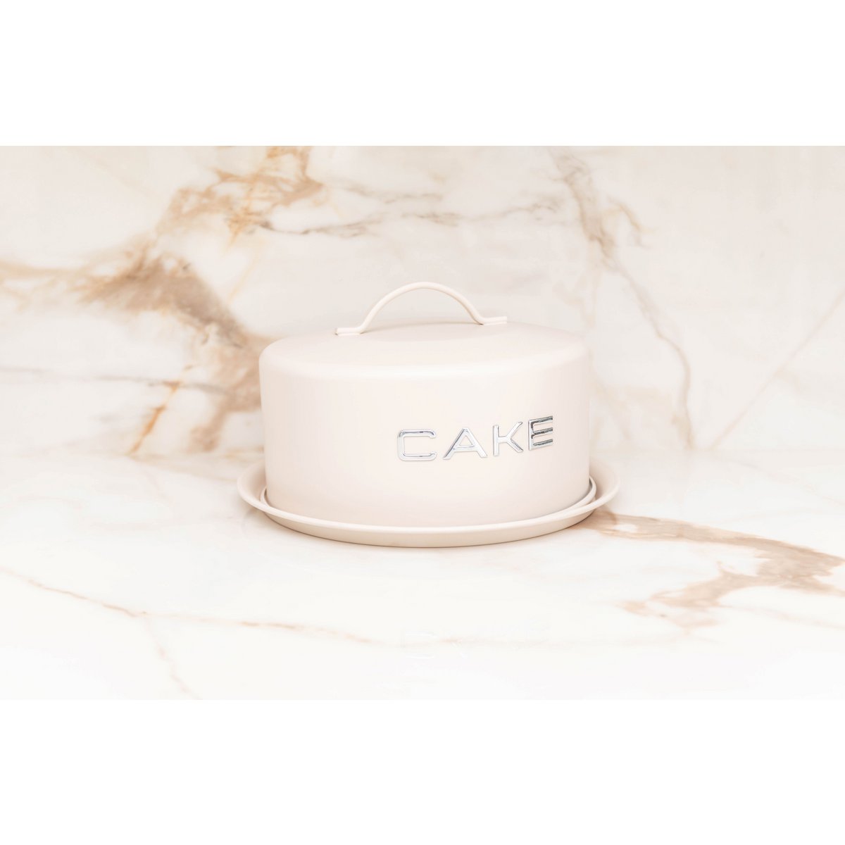 Plat à cake beige avec cloche 28x28x15cm