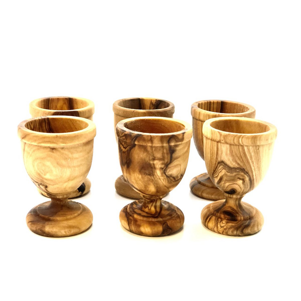 Set de 6 coquetiers classiques en bois d'olivier