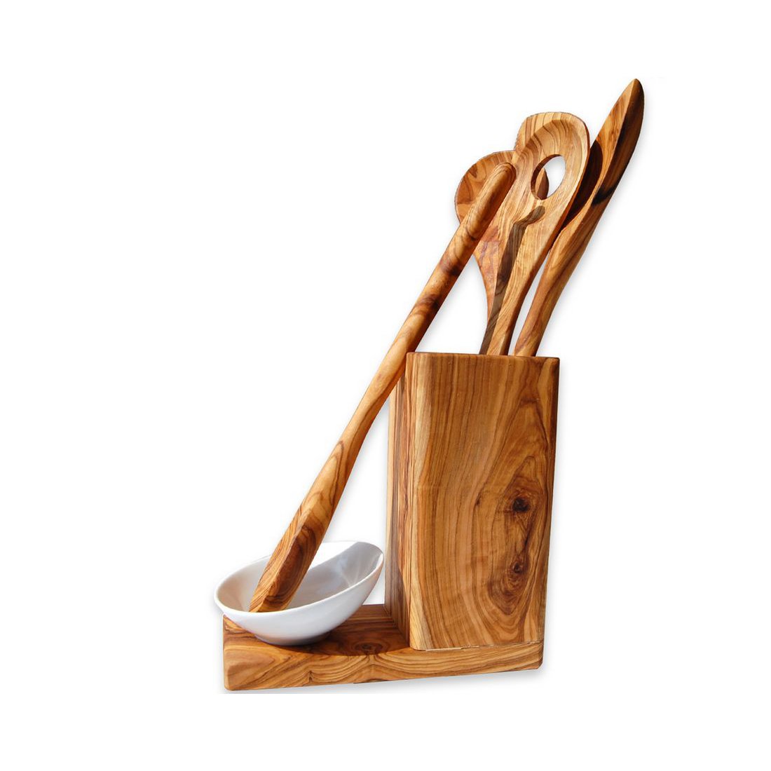 5 pièces Ensemble de cuillères de cuisine ALL-IN avec bol collecteur et boîte à ustensiles