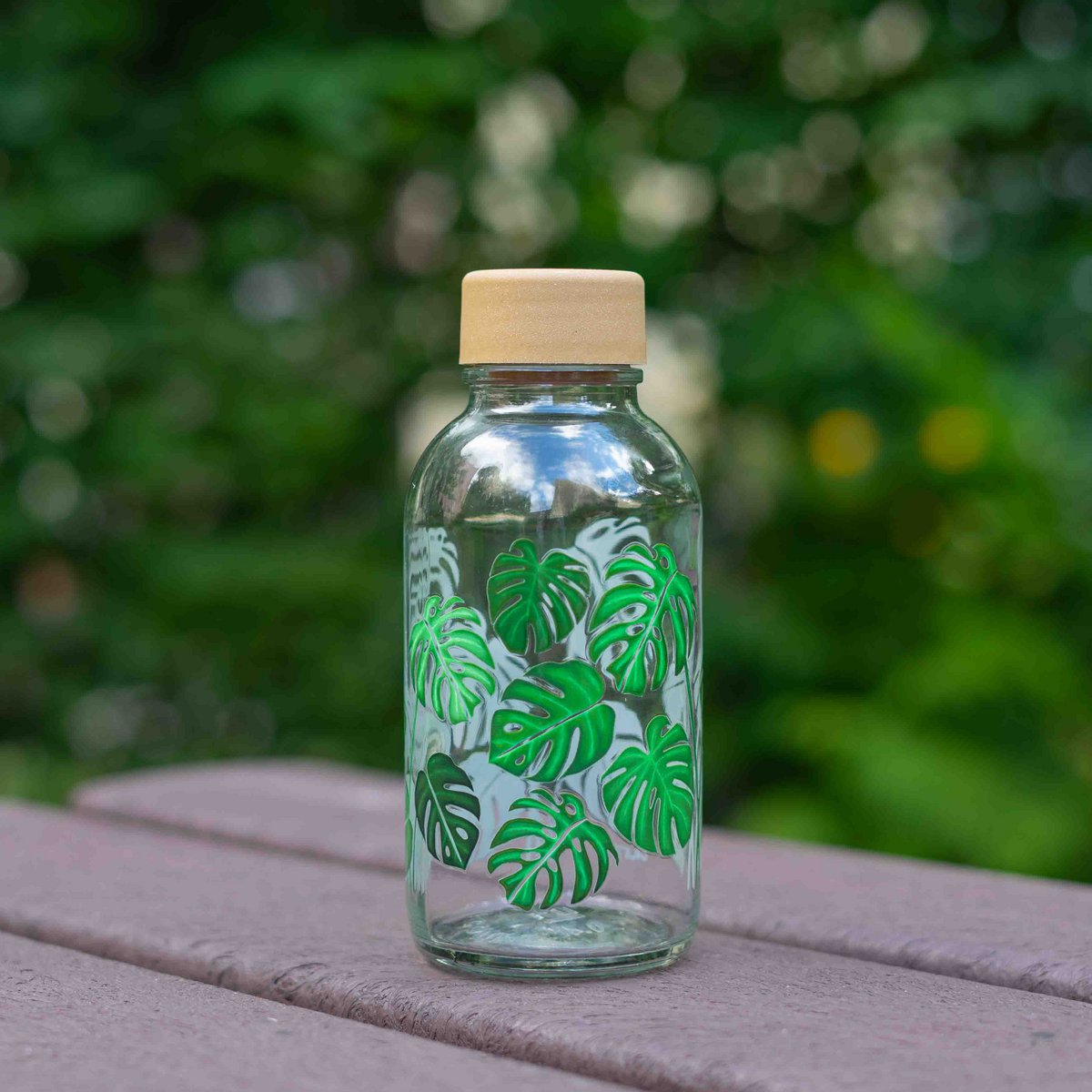 GREEN LIVING Bouteille en verre de 0,4 l