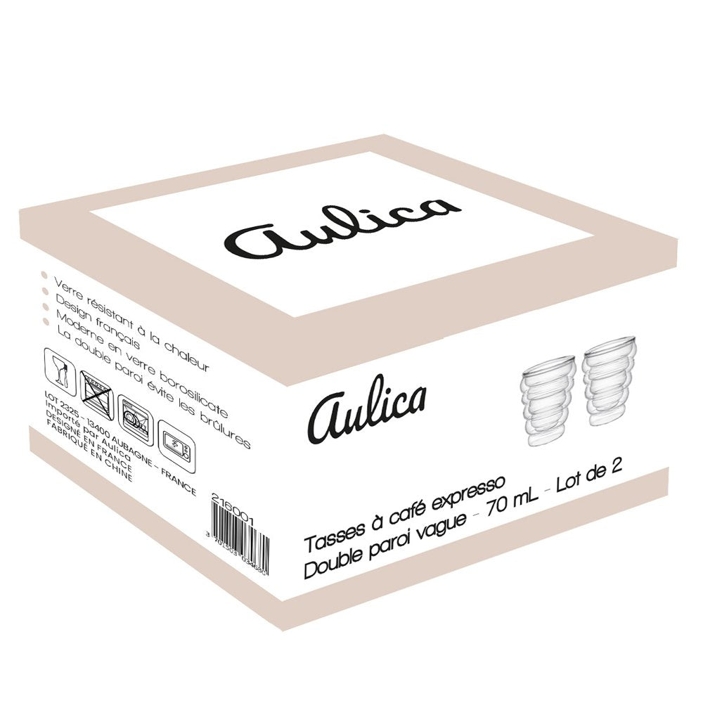 Tasses à café expresso double paroi vague 70ml - lot de 2