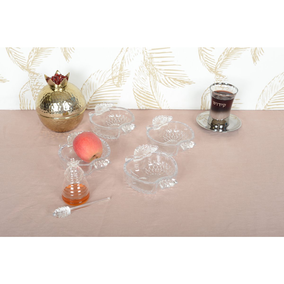 Coupelles en verre pomme 16.5x12.2x4.5cm - lot de 4