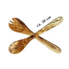 Couverts à salade en bois d'olivier 30 cm