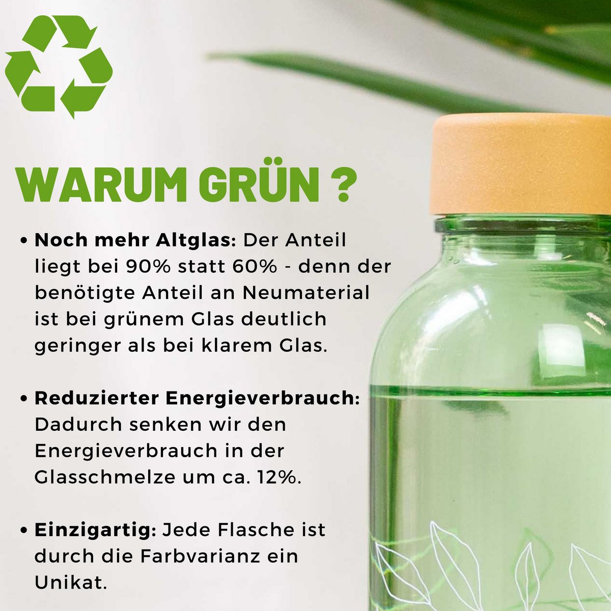 HARMONIE VERTE Bouteille en verre de 0,7 l