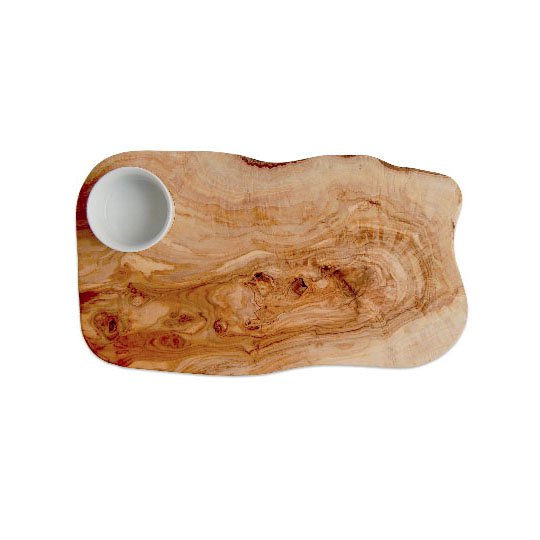 Planche à hamburger RUSTIC avec bol en porcelaine, environ 30 - 34 cm