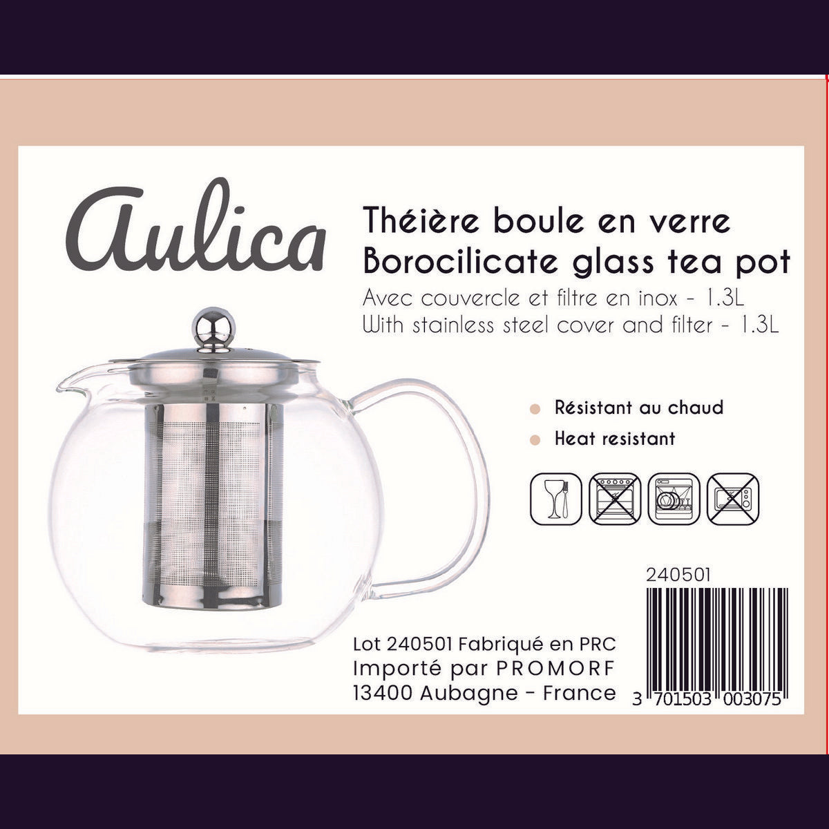 Theiere boule 1l filtre et couvercle inox
