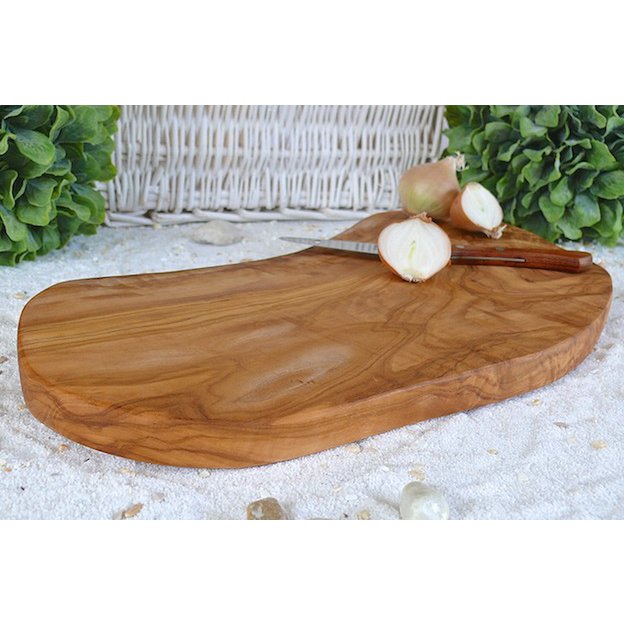 Planche à découper rustique 35-39 cm de long en bois d'olivier