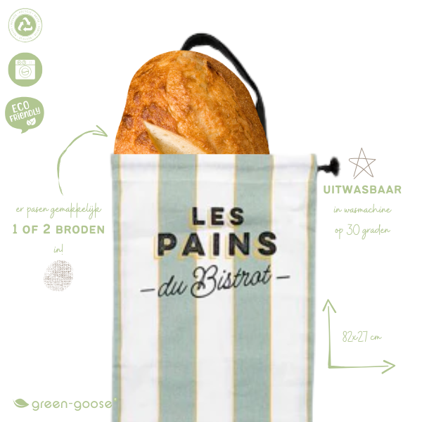 Green -goose Cotton Broodzag xxl - 27x82 cm - menthe / crème