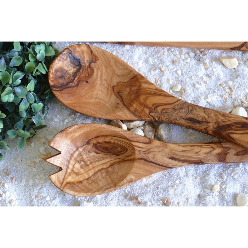 Set de 5 spatules sans trous, cuillères rondes + carrées, couverts à salade 30 cm