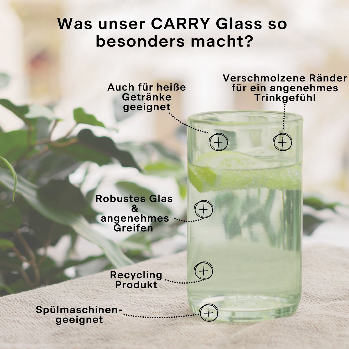 VERRE DE TRANSPORT VERT 300 ml Trinkglas 2er Set - RECYCLAGE
