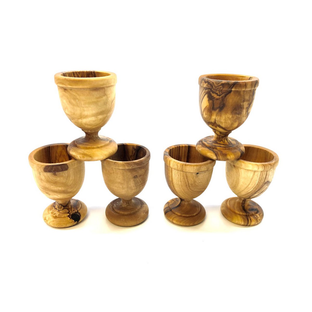 Set de 6 coquetiers classiques en bois d'olivier