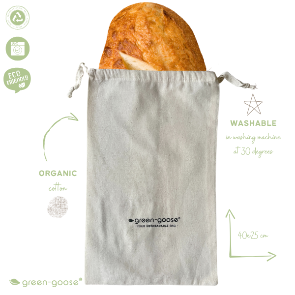 sac à pain en coton bio green-goose
