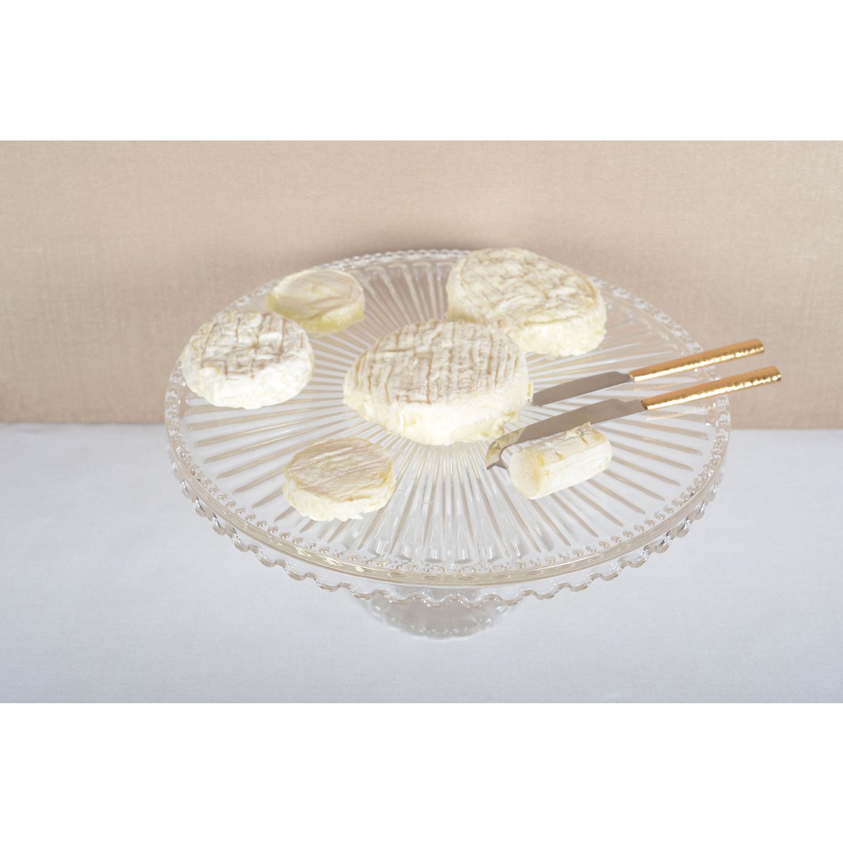 Plat à tarte sur pied en verre grand modèle 32x32x21cm