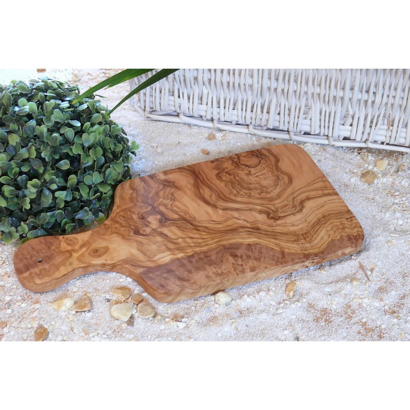 Planche à petit-déjeuner avec poignée 30 x 15 cm en bois d'olivier robuste