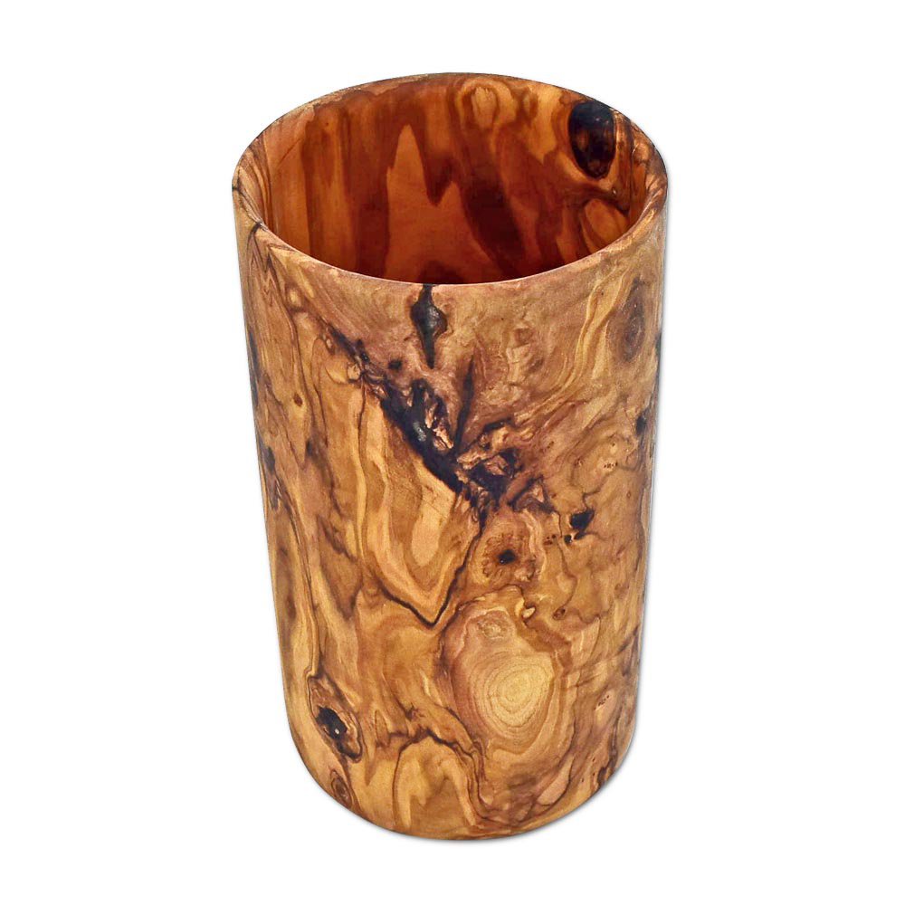 Mug ustensile en bois d'olivier ou rafraîchisseur de bouteille de vin ROND