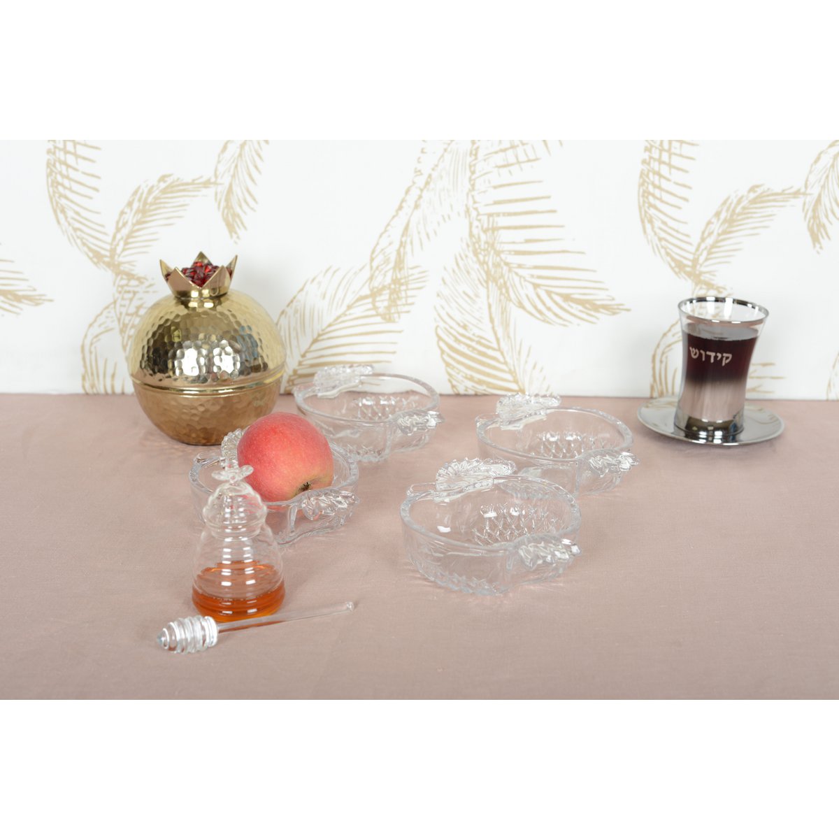 Coupelles en verre pomme 16.5x12.2x4.5cm - lot de 4
