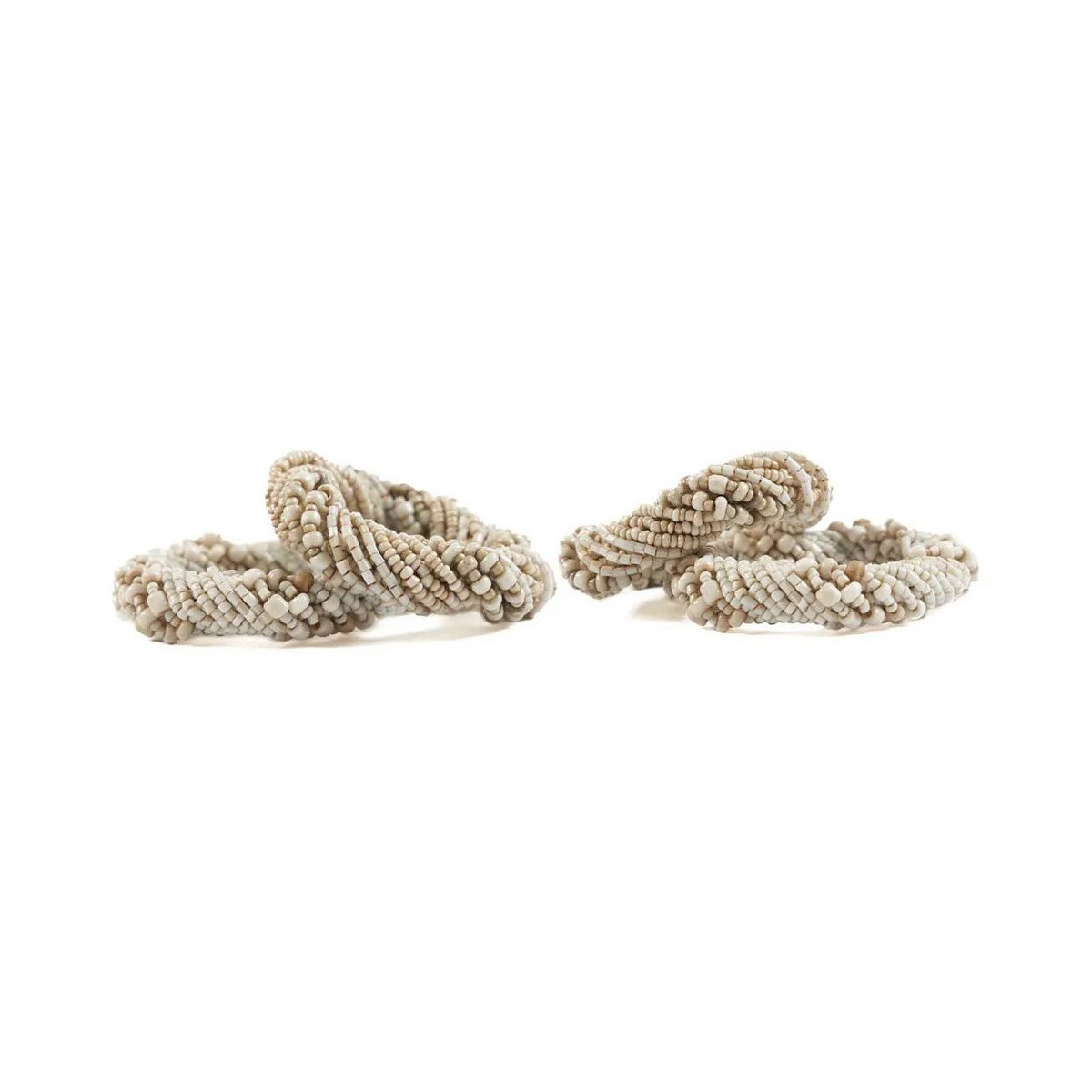 Rond de Serviette en Perles - Blanc - Lot de 4