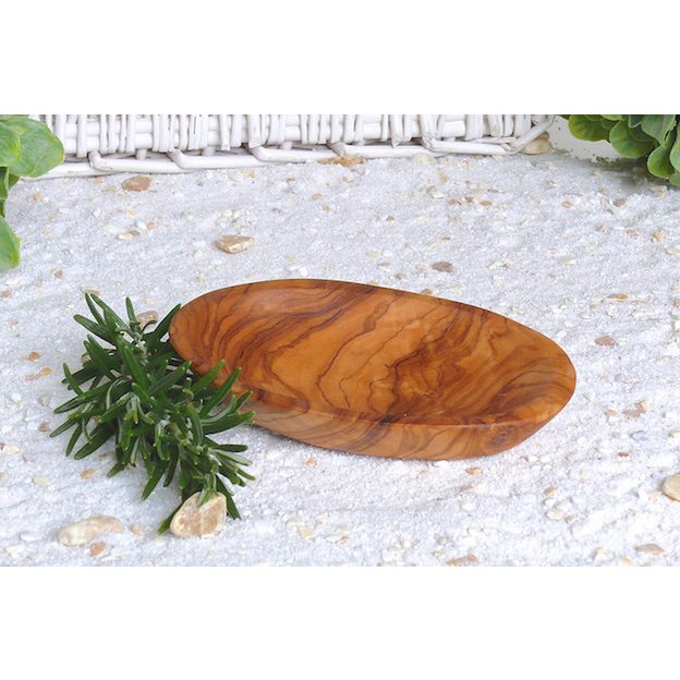 Bol ovale moyen d'environ 15 - 17 cm x 9 x 4 cm en bois d'olivier