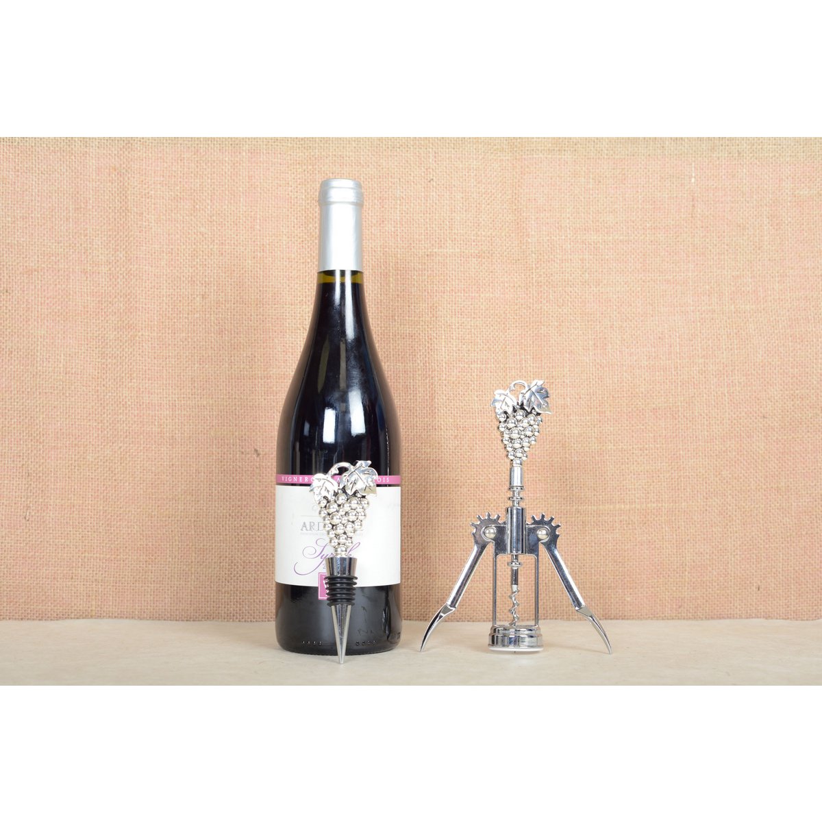 Tire bouchon et bouchon de bouteille raisin argent