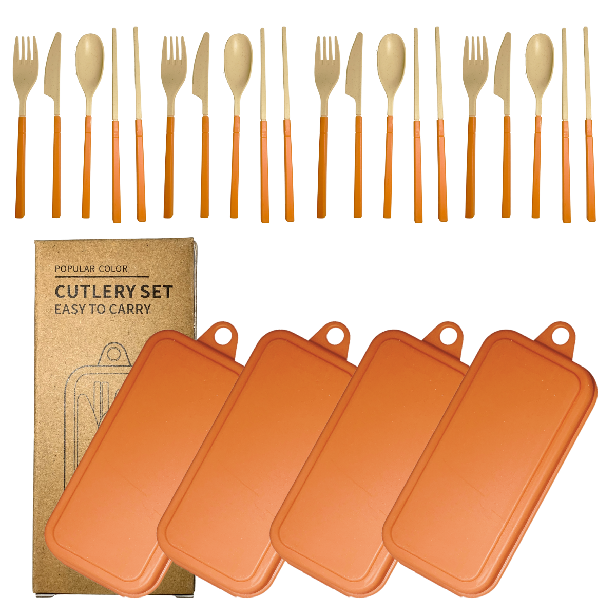 green-goose Ménagère Biosourcée Pliable - Orange - 4 Sets