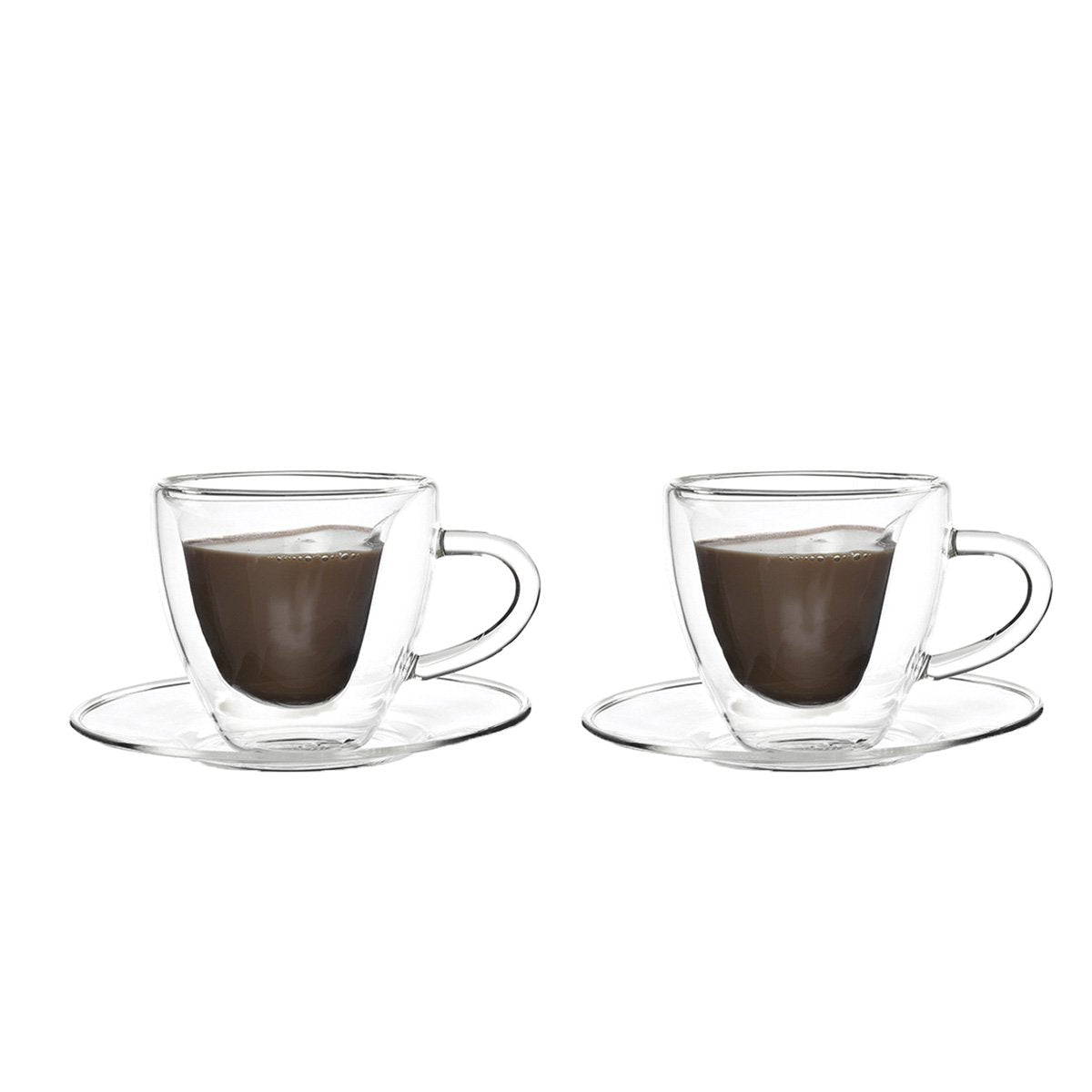 Tasses à café double paroi café en coeur 150ml - lot de 2