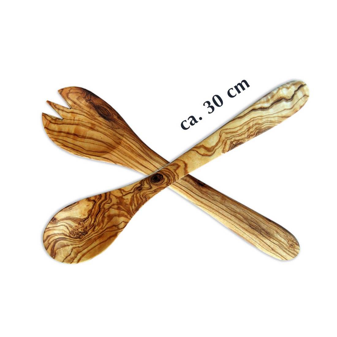 Set de 5 couverts à salade en bois d'olivier 30 cm