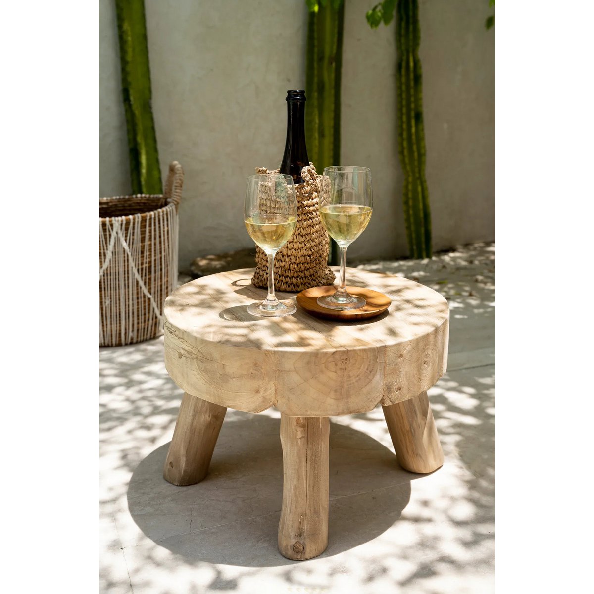 Assiette ronde en racine de teck - XS