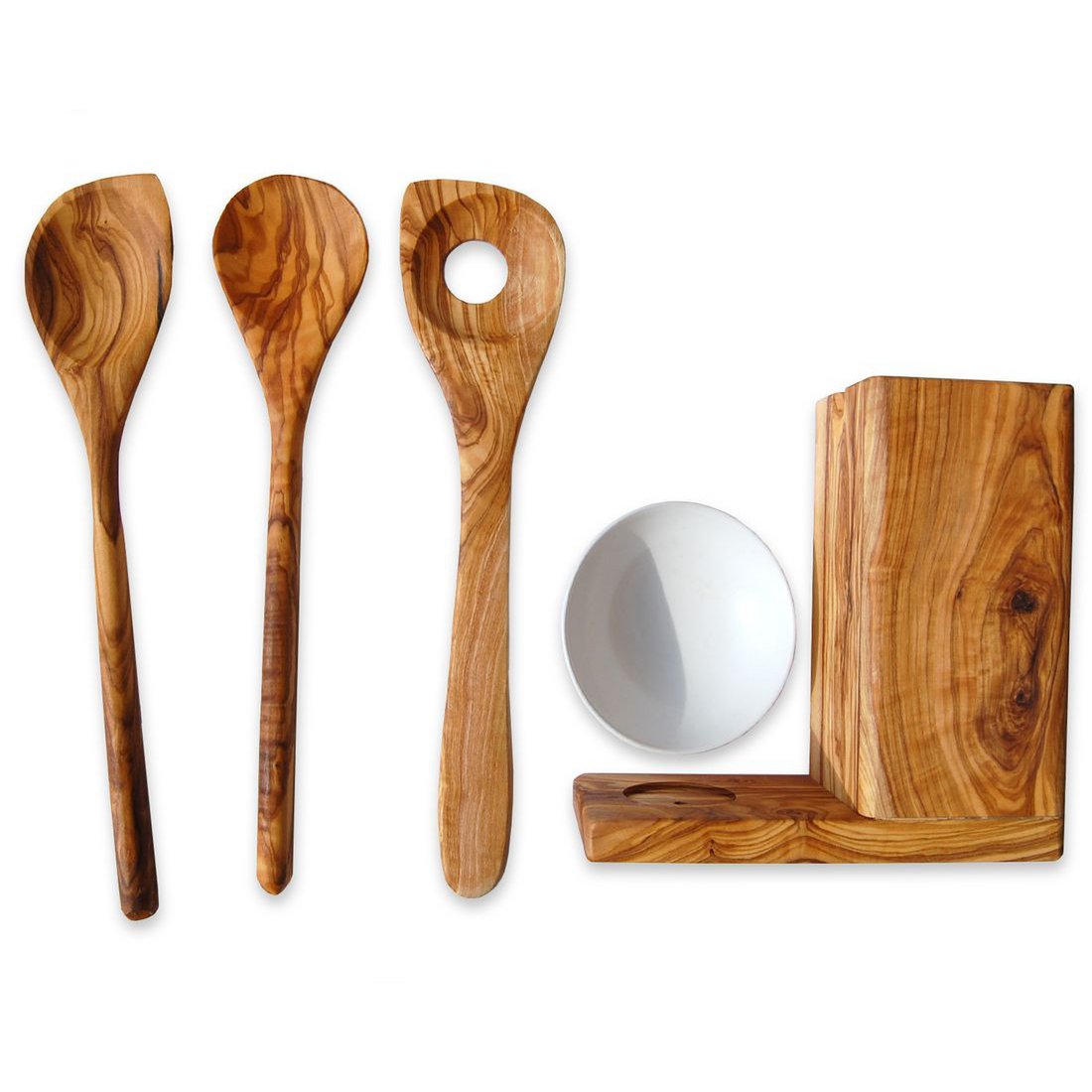 5 pièces Ensemble de cuillères de cuisine ALL-IN avec bol collecteur et boîte à ustensiles