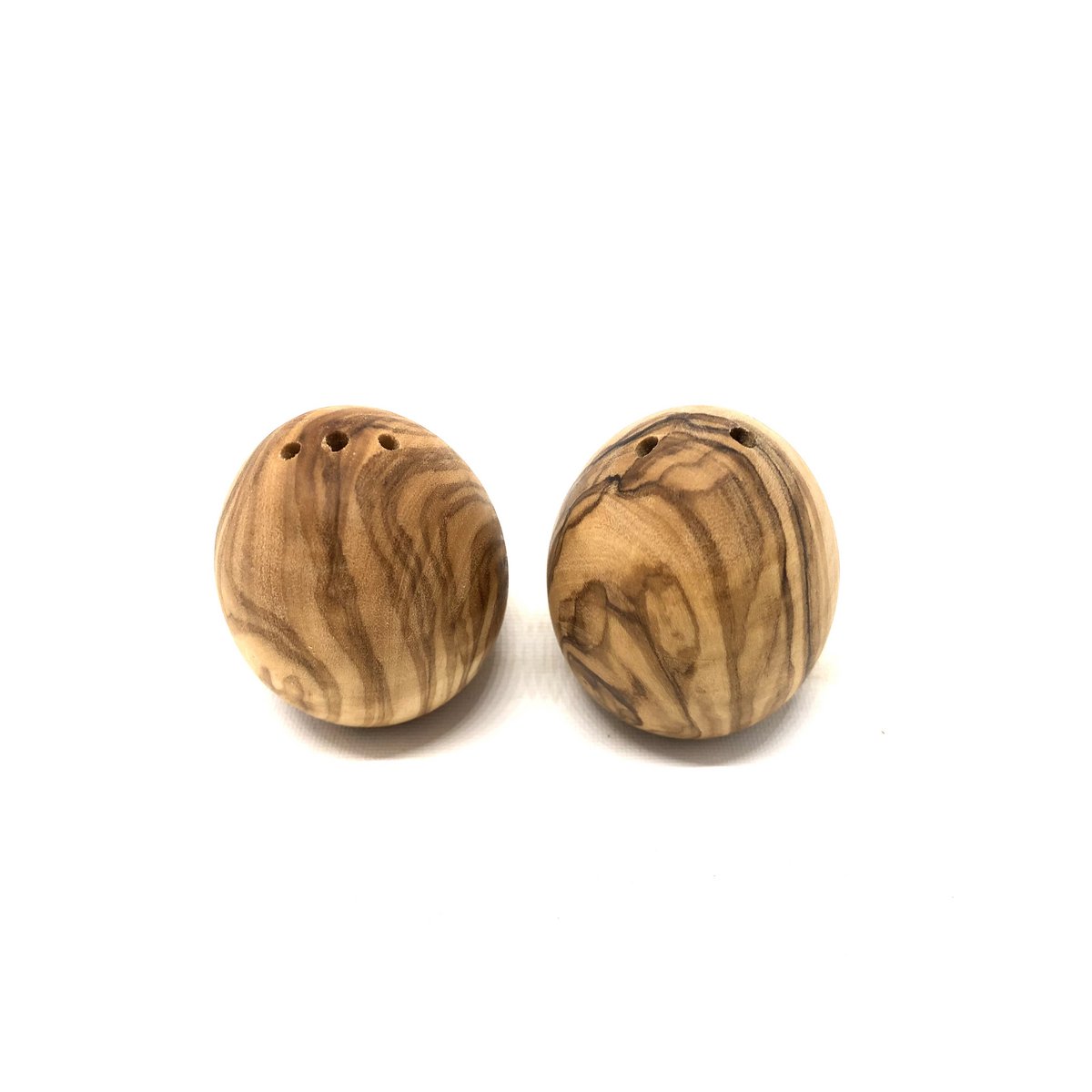 Ensemble de 2 salières et poivrières en forme d'œuf en bois d'olivier