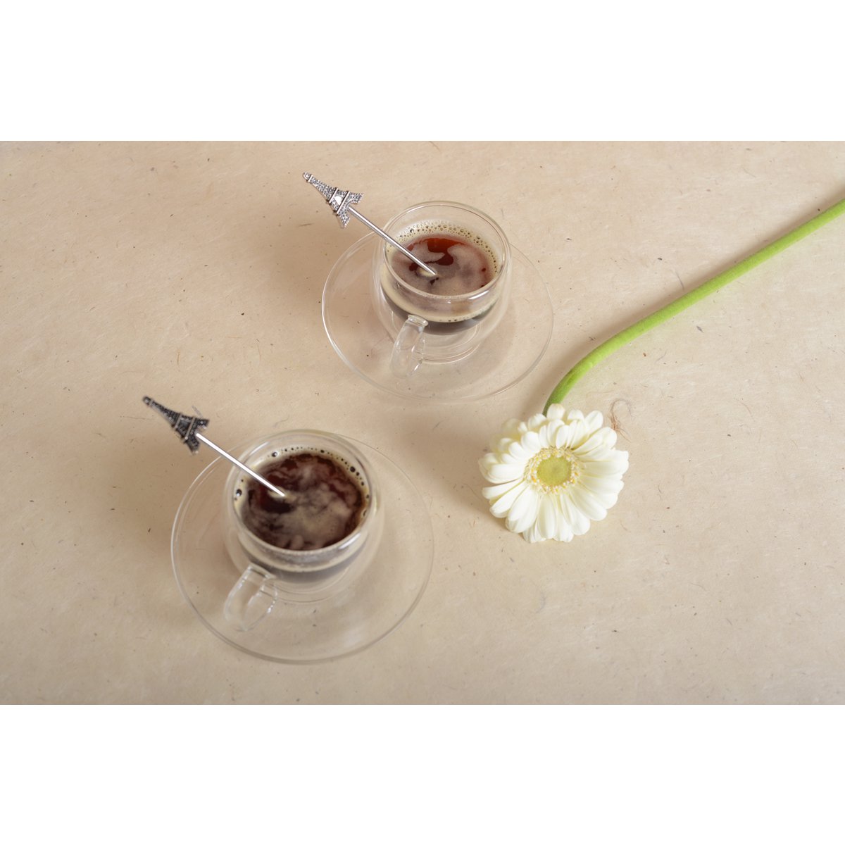 Tasses et sous-tasses double paroi 80ml - lot de 2