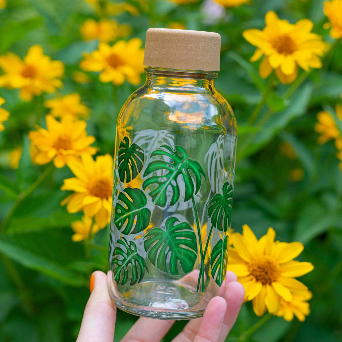GREEN LIVING Bouteille en verre de 0,4 l